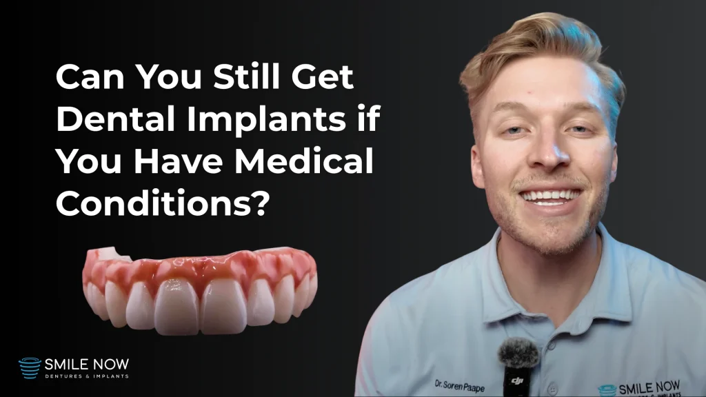 Thumbnail image for a video about getting dental implants with medical conditions.